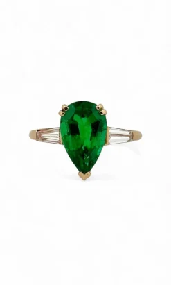 Bague émeraude et diamants or jaune