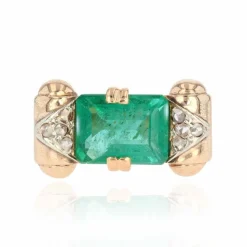 Bague émeraude et diamants Art Déco