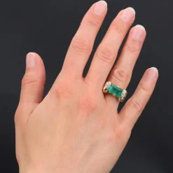Bague émeraude et diamants Art Déco