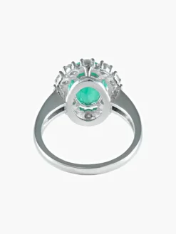 Bague émeraude taille ovale or blanc