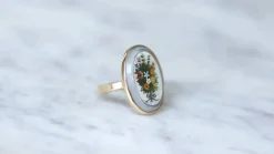 Bague micro mosaïque bouquet fleur or jaune
