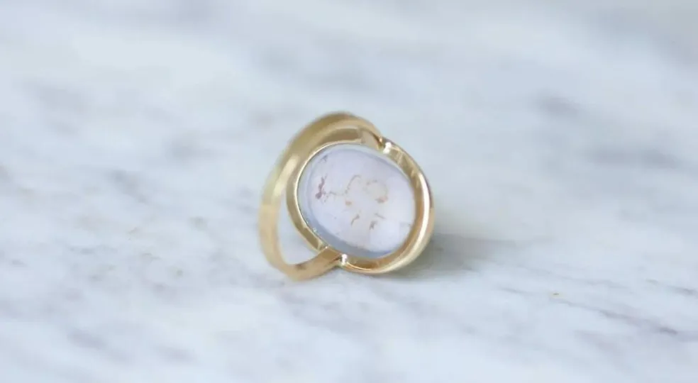 Bague micro mosaïque bouquet fleur or jaune