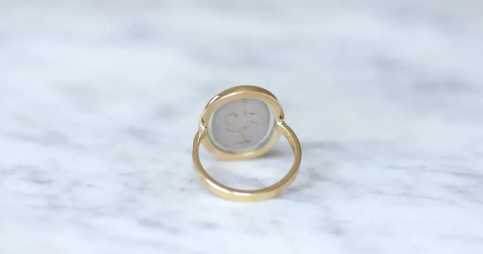 Bague micro mosaïque bouquet fleur or jaune