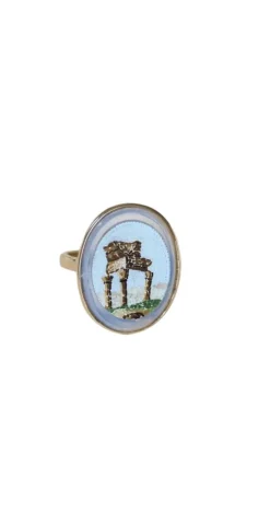 Bague micro mosaïque temple antique or jaune
