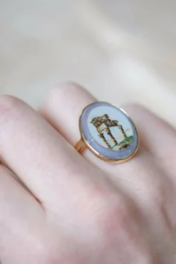 Bague micro mosaïque temple antique or jaune
