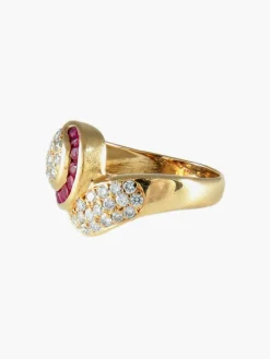 BAGUE MODERNE OR RUBIS & DIAMANTS