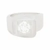 Bague moderniste en or blanc, diamant.