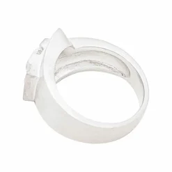 Bague moderniste en or blanc, diamant.