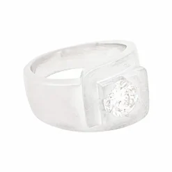 Bague moderniste en or blanc, diamant.