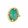 Bague moderniste en or jaune et amazonite
