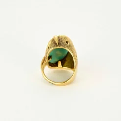 Bague moderniste en or jaune et amazonite
