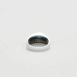 Bague Moderniste Or blanc Saphirs Diamants