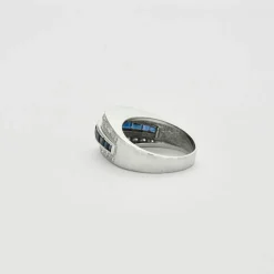 Bague Moderniste Or blanc Saphirs Diamants