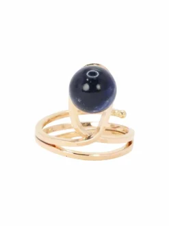 Bague moderniste or jaune sodalite