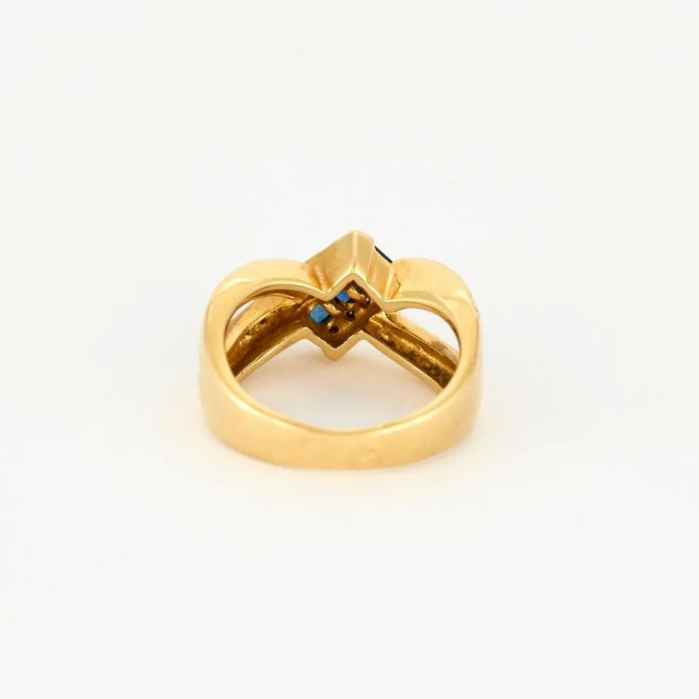 Bague Moderniste or jaune Saphirs et Diamants