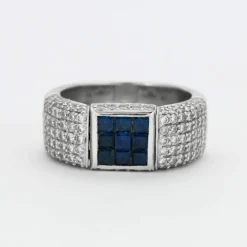 Bague Moderniste Saphirs Diamants