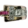Bague modèle Tank asymétrique d'époque 1930/40 3 ors rubis diamants