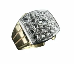 Bague modèle Tank d'époque 1940/50 deux ors diamants