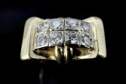 Bague modèle Tank d'époque 1940/50 or bicolore diamants