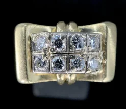 Bague modèle Tank d'époque 1940/50 or bicolore diamants