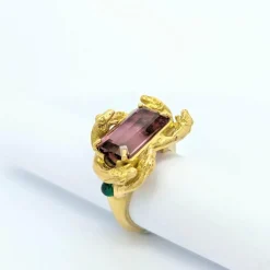Bague motif Animalier or jaune et tourmaline