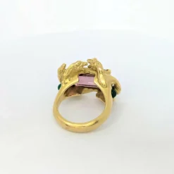 Bague motif Animalier or jaune et tourmaline
