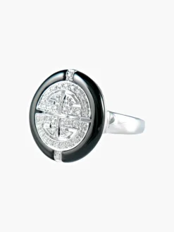 Bague Motif chinois Onyx Diamants