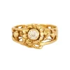 Bague motif floral or jaune et diamant