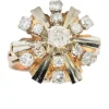 Bague motifs floraux en or rose et diamants