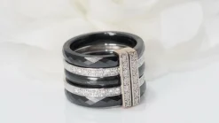 Bague multi anneaux en Or blanc et céramique