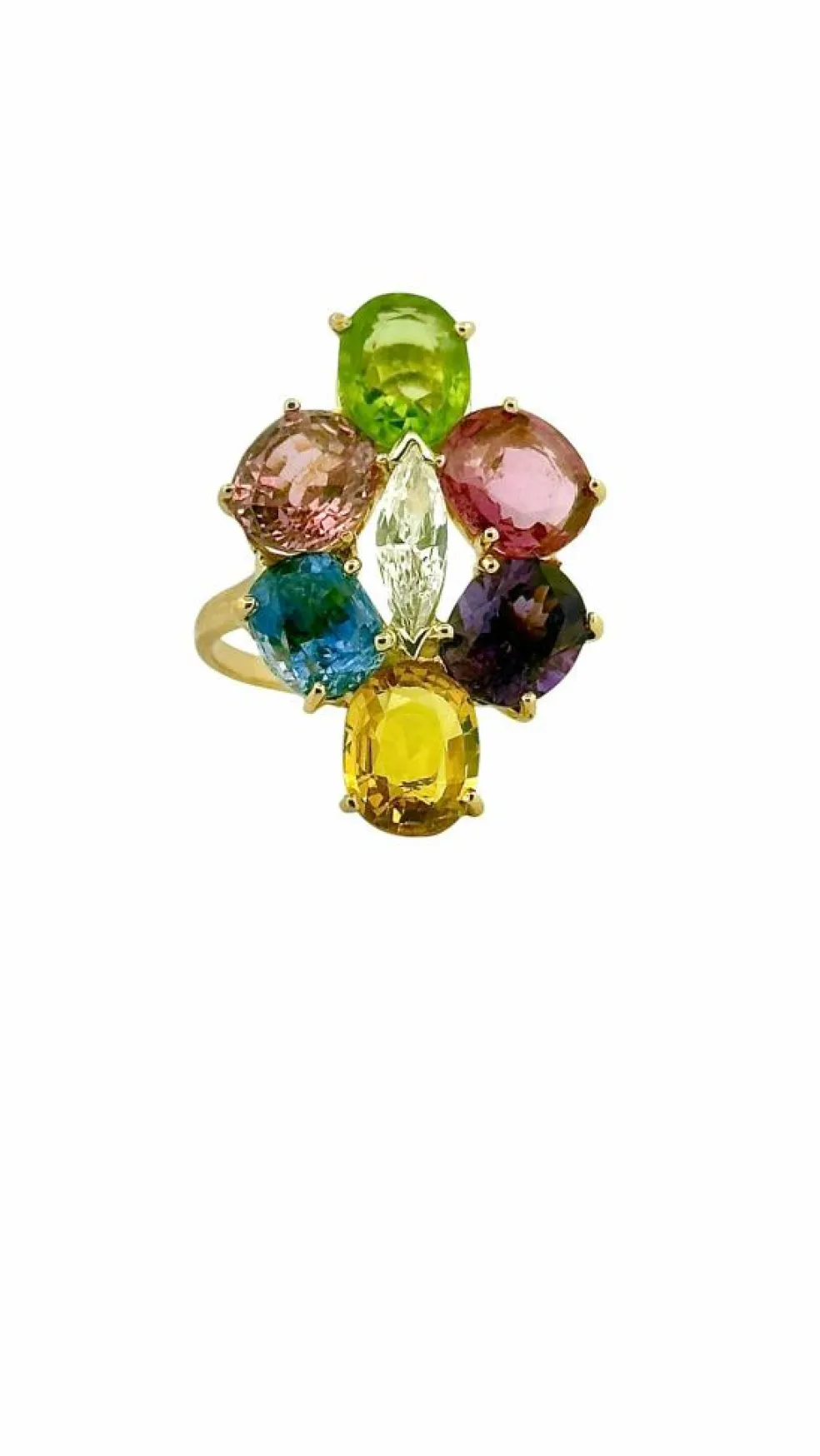 Bague multi pierres or jaune 18 carats