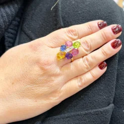 Bague multi pierres or jaune 18 carats