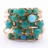 Bague multi-anneaux en or jaune sertie de turquoises