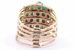Bague multi-anneaux en or jaune sertie de turquoises
