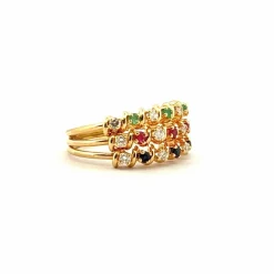 Bague multi-pierres spirales or jaune