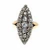 Bague Navette Belle Époque Diamants Or et Argent