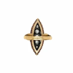 Bague Navette Belle Époque Diamants Or et Argent