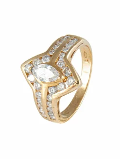 Bague Navette en Diamants, Or Jaune
