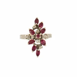 Bague Navette Rubis Diamants