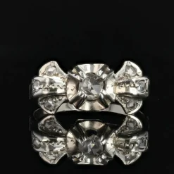 Bague noeud art déco diamants