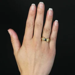 Bague noeud d'occasion saphir diamants