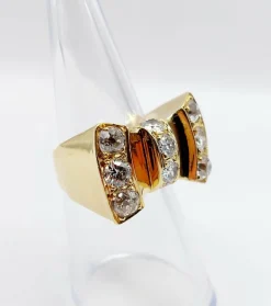 Bague noeud XXL Art Déco or jaune, 2,46 carats de diamant (circa 1950)