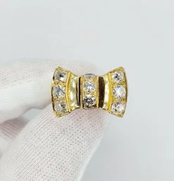 Bague noeud XXL Art Déco or jaune, 2,46 carats de diamant (circa 1950)