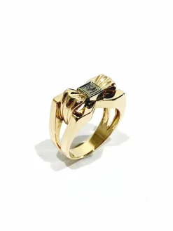 Bague nœud papillon en or rose et diamant