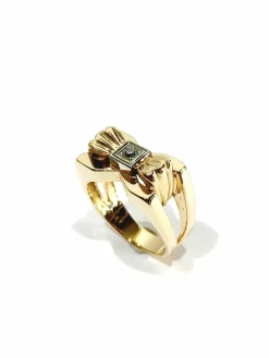 Bague nœud papillon en or rose et diamant