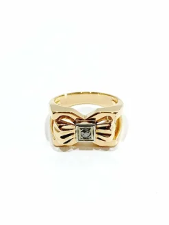Bague nœud papillon en or rose et diamant