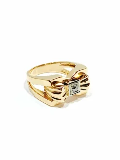 Bague nœud papillon en or rose et diamant