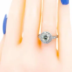 Bague octogonale en platine et diamants