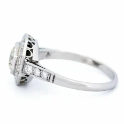 Bague octogonale en platine et diamants