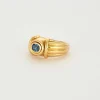 Bague Oeil Bleu or jaune et saphir